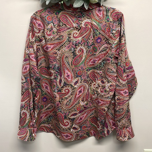 NWOT Chaps No Iron Paisley Long Sleeve Button Down Blouse XL - Picture 2 of 16